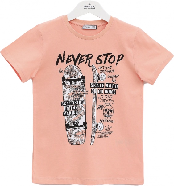 Футболка для хлопчиків Wanex 15627 р.128 персиковий 