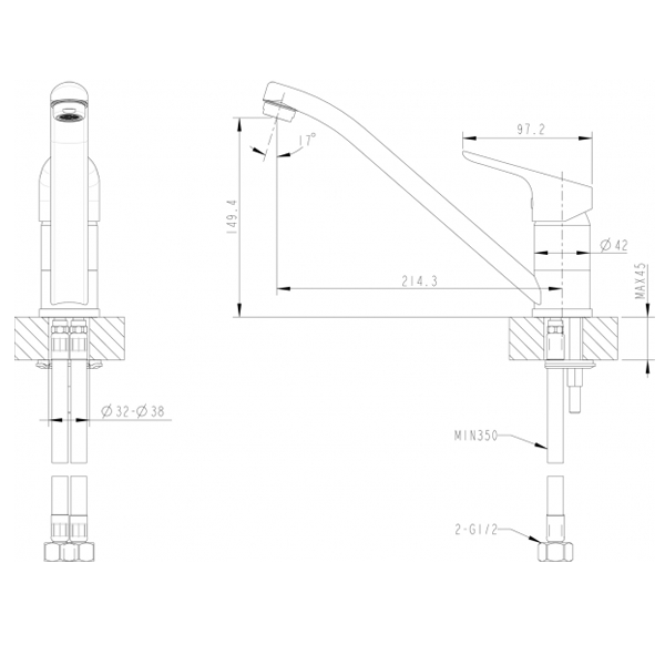 Смеситель для кухни Bravat Drop F 74898 C-2