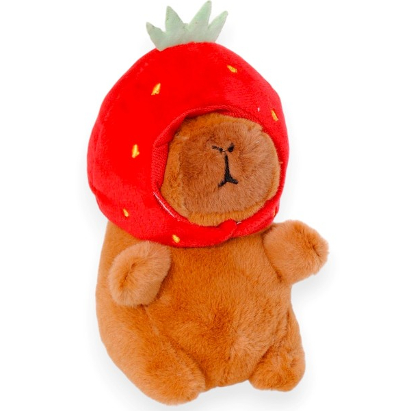 Мягкая игрушка Stip Капибара-клубничка 13 см коричневый