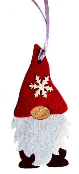 Подвеска фетровая Аплі-Краплі Гном 13 см белый с красным