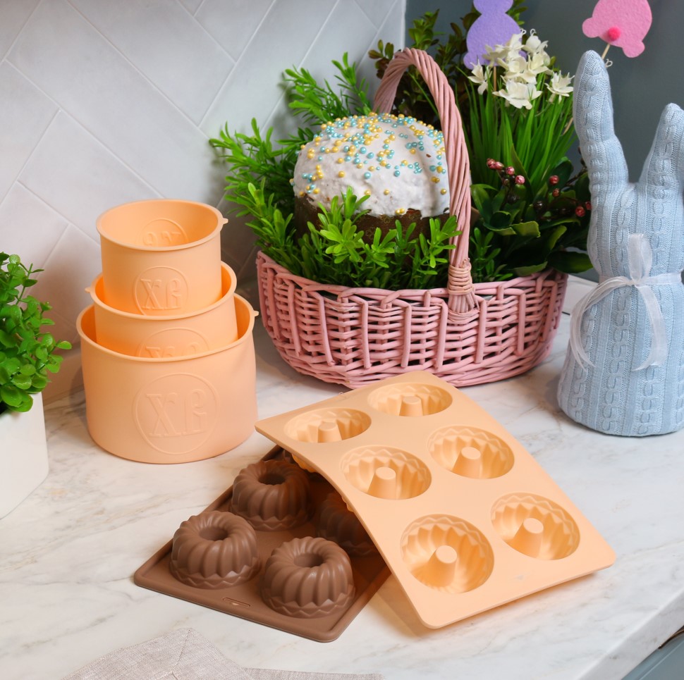 Форма для кексов Smart Kitchen by Flamberg с втулкой на 6 шт Peach&Brown series 27х16,3х3 см коричневый