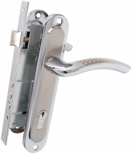 Замок врезной с ручками  BRUNO Trendy PZ 85 мм хром/