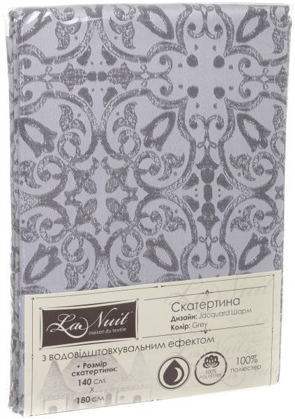 Скатертина Jacquard Шарм 140x180 см сірий La Nuit 