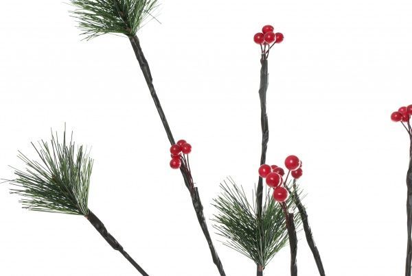 Электрогирлянда линейная внутренняя встроенный светодиод (LED) 20 ламп 0,76м Веточка с хвоей и ягодами