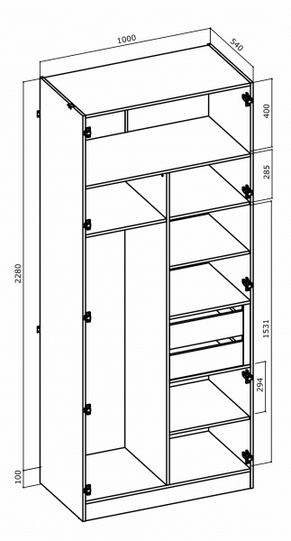 Шкаф для одежды Грейд Стефани-1 агат серый глянец 