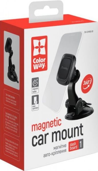Автотримач для телефона магнітний ColorWay Dashboard-1 CW-CHM06-GR сірий