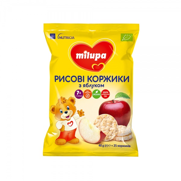 Коржики рисовые Milupa Яблоко 40 г
