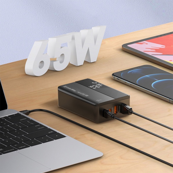 Зарядное устройство ColorWay Power Delivery (2USB-A + 2USB TYPE-C) (65W) CW-CHS040PD-BK