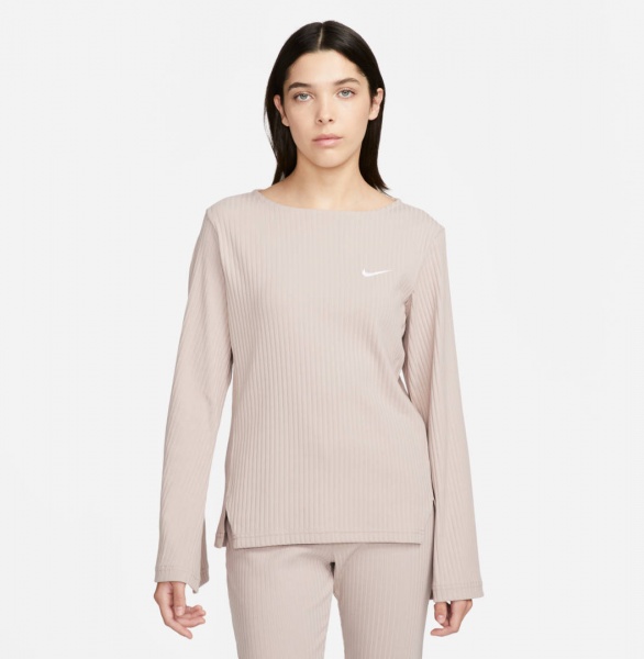 Футболка Nike W NSW RIB JRSY LS TOP DV7866-272 р.XL бежевий