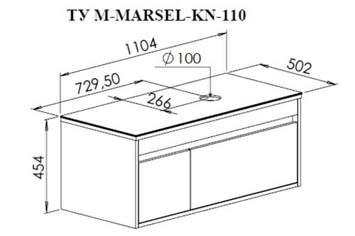 Тумба подвесная Aqua Rodos МАРСЕЛЬ Namibia Black 110 см с умывальником Zero 46 см