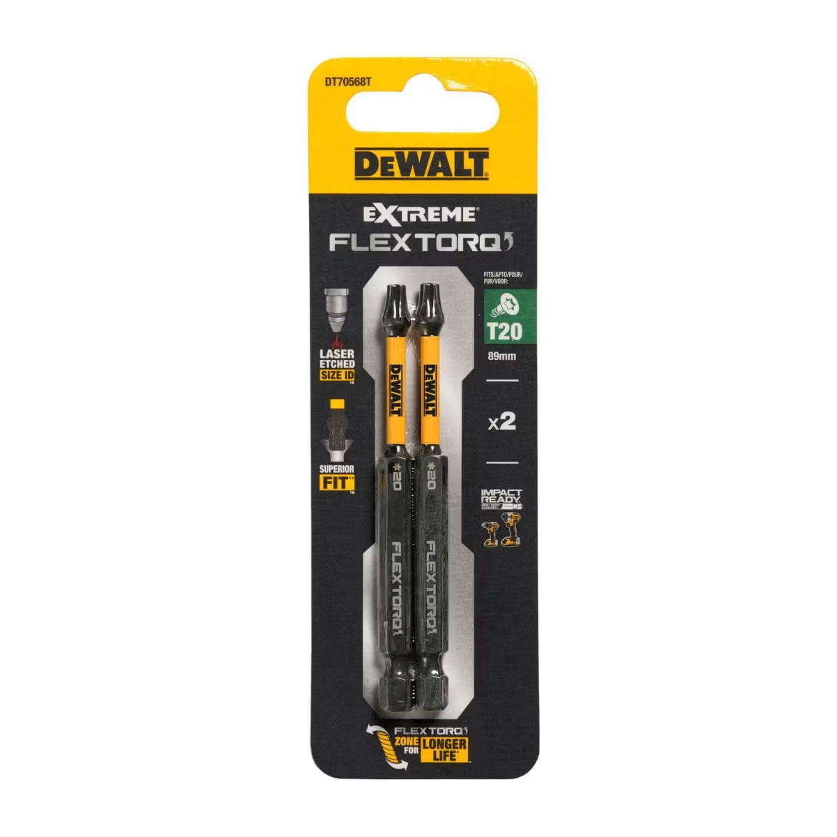 Набір ударних біт DeWalt IMPACT TORSION 2 шт. DT70568T — фото 1