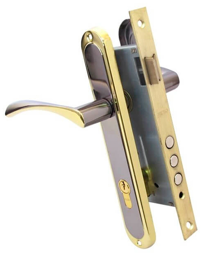 Комплект фурнитуры Bruno Bravo PZ 85 + замок 945-3RB BRB +цилиндр 70 мм черный никель/золото