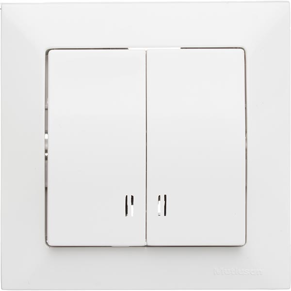 Выключатель двойной с подсветкой Mutlusan Candela белый