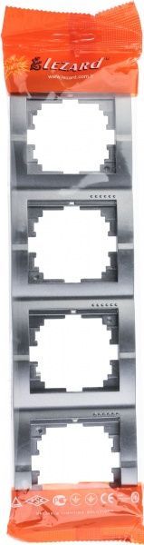 Рамка чотиримісна Lezard DERIY вертикальна темно-сірий металік 702-2900-154