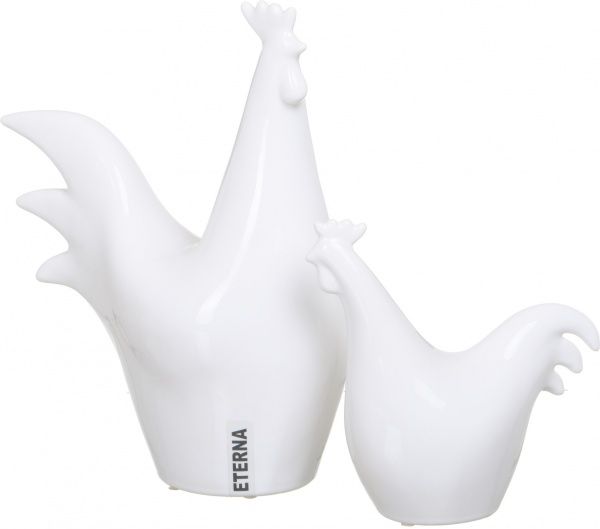 Статуэтка Петух с курицей 21,5х12,5х29 см, 17,5х8,5х18 см Eterna