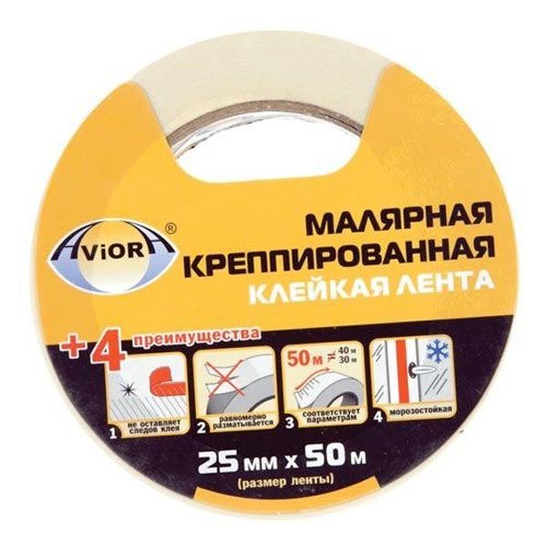 Креппированная малярная лента Aviora 25 мм 50 м