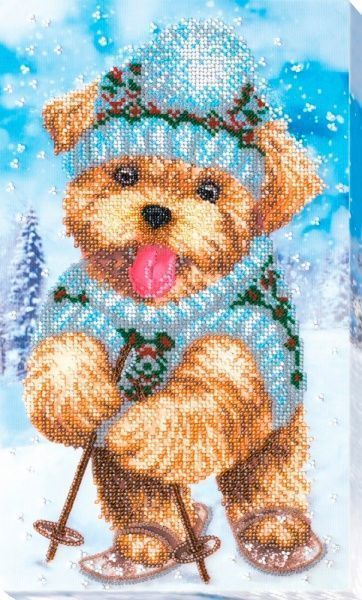 Набор для вышивания бисером на натуральном художественном холсте Зимняя забава АВ-559 Абрис Арт 