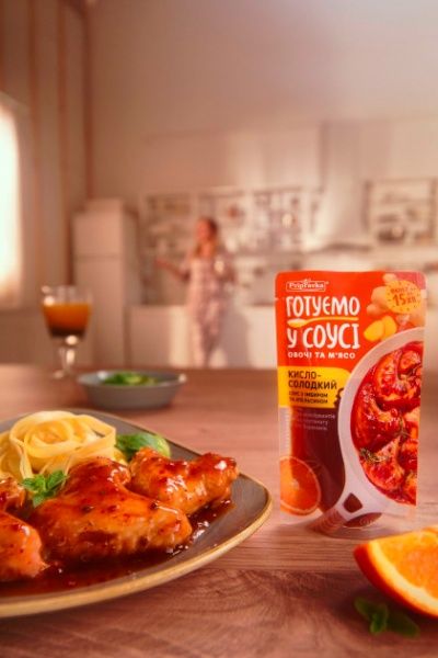 Соус Приправка Готуємо овочі і м'ясо Кисло-солодкий соус з імбиром і апельсином 140 г