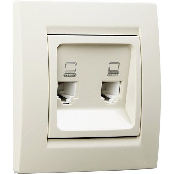 Розетка компьютерная двойная UP! (Underprice) One крем 706-0303-141