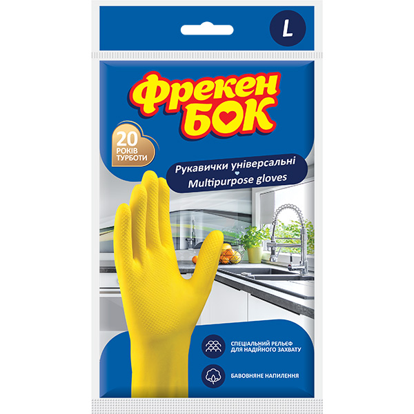 Перчатки латексные Фрекен Бок суперчувствительные суперкрепкие р.L 1 пар/уп. желтые 