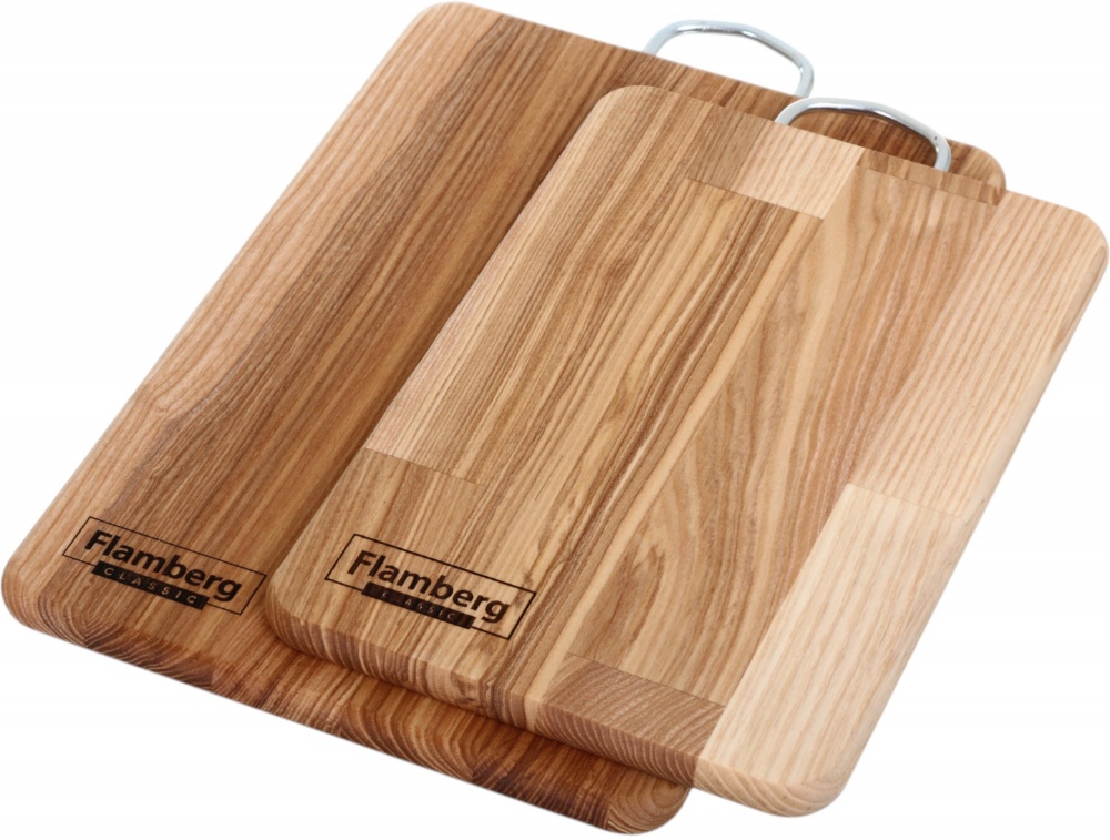 Доска кухонная Flamberg прямоугольная с металлической ручкой 33х23x1,6 см ясень
