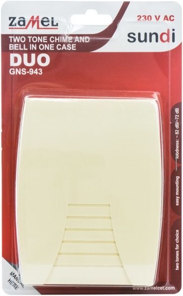 Звонок дверной Zamel Гонг Дуо бежевый GNS-943 беж