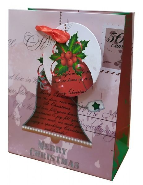 Пакет паперовий різдвяний 14,5х11,5х6 см Преміум Happycom International