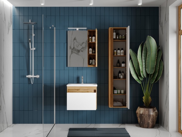 Пенал для ванной комнаты ЮВЕНТА Malta -170 дуб Вотан