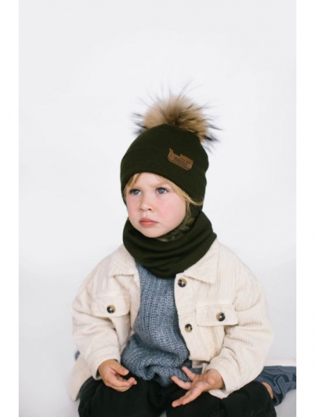 Комплект шапка + снуд для хлопчиків Dembo House Нугзар р.52 хакі 