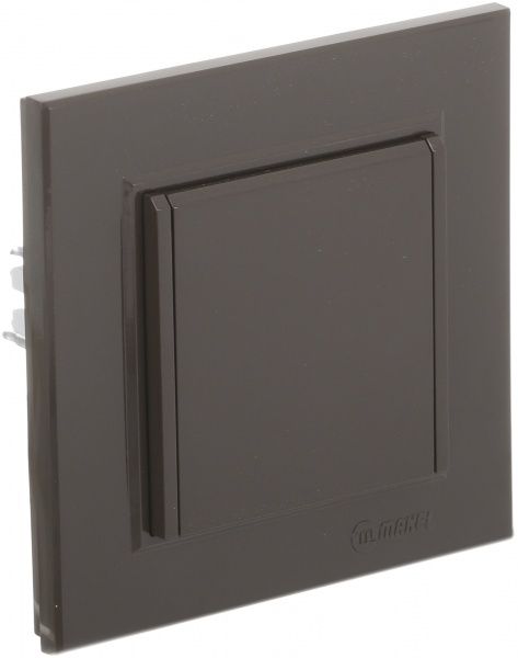 Розетка із заземленням Makel Karea без шторок з кришкою коричневий