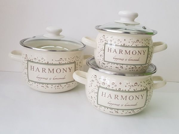 Набор кастрюль эмалированных сферичных 6 предметов Гармония Idilia