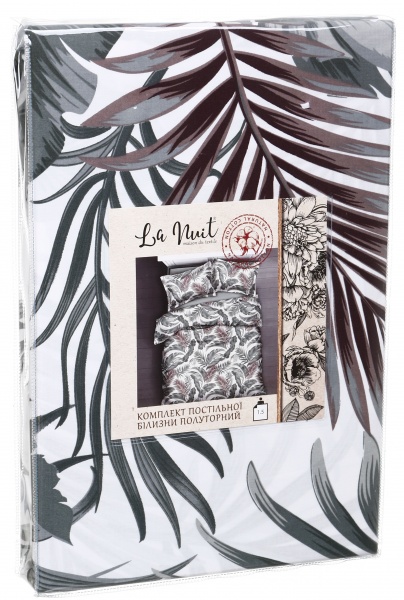 Комплект постельного белья Marburg 1,5 белый с принтом La Nuit (без простыни) 