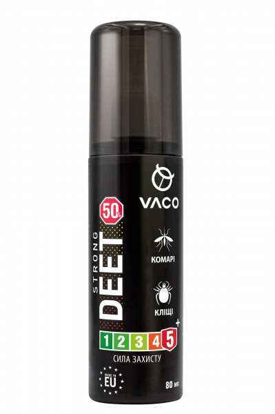 Спрей VACO Strong от комаров, клещей и мошек Deet 50% 80мл 