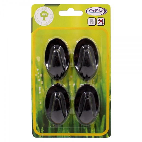 Набір клейких гачків Arino 4 шт. чорний 63819