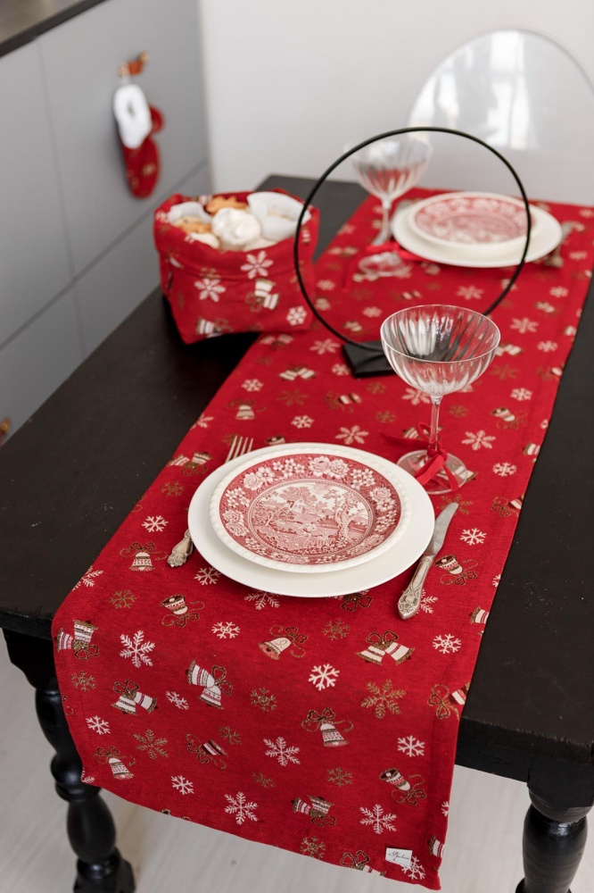 Хлібничка гобеленова Прованс Дзвіночки на червоному 18x18 см