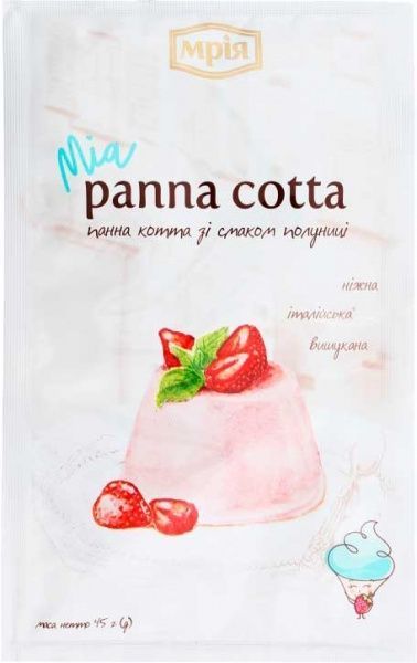 Десерт Панна котта зі смаком полуниці 45г ТМ Мрія 4820154833325