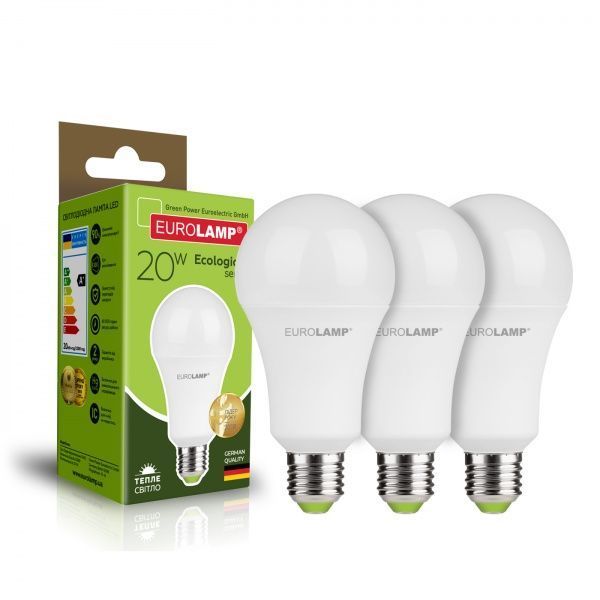 Лампа світлодіодна Eurolamp ЕCО 3 шт./уп. 20 Вт A75 матова E27 220 В 3000 К ЕПЦ-LED-A75-20272(P)(3) 