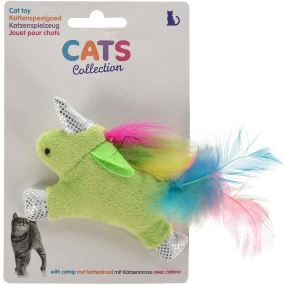 Игрушка для котов Единорог с мятой и перьями 10 см