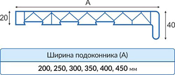 Подоконник Brilliant® 1100х350х20 мм белый 