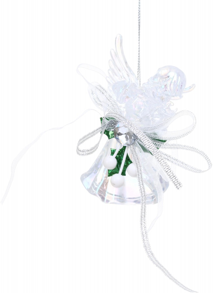 Декорация новогодняя Китай Ангел с декором YE1846 9,5 см прозрачный