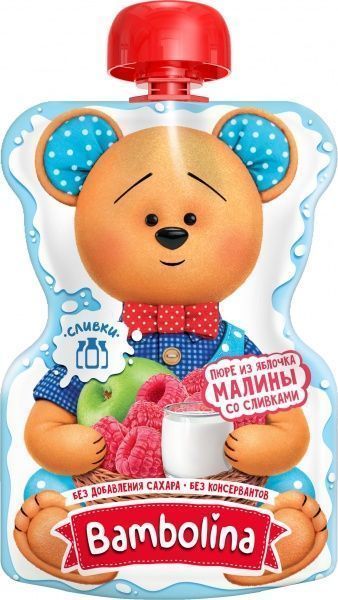 Пюре яблуко-малина-вершки 90 г Bambolina 
