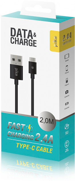 Кабель Piko USB Type-C – USB 2 м чорний CB-UT12