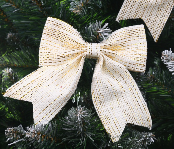 Декорация новогодняя бант 14 см золотой 2 шт