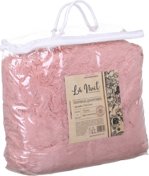 Покрывало декоративне Pink Grass 200x220 см La Nuit розовый 