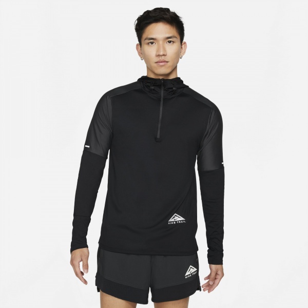 Футболка Nike M NK DF TRAIL ELMT GX HOODIE DD4580-010 р.L чорно-сірий