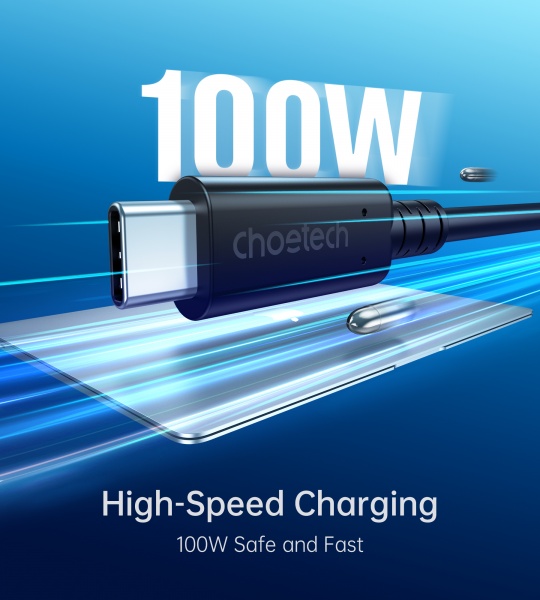 Кабель Choetech XCC-1028-BK, USB4 (40Gbps) Power Delivery 100 Вт, 8K@60Hz 0,8 м black (XCC-1028-BK) 