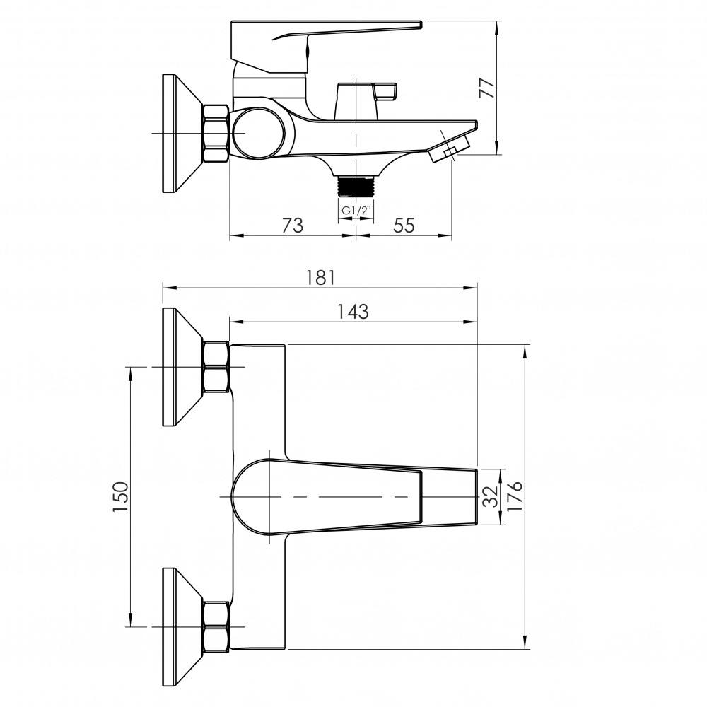 Смеситель для ванны RJ CRETA , хром