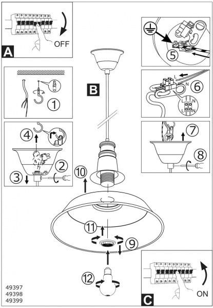 Підвіс Eglo Somerton 49398 1x60 Вт E27 античний білий 