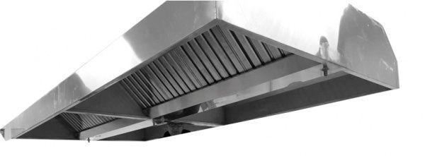 Витяжний зонт виробничий з жировим фільтром Tehma 2000x1200x400 мм нержавіюча сталь