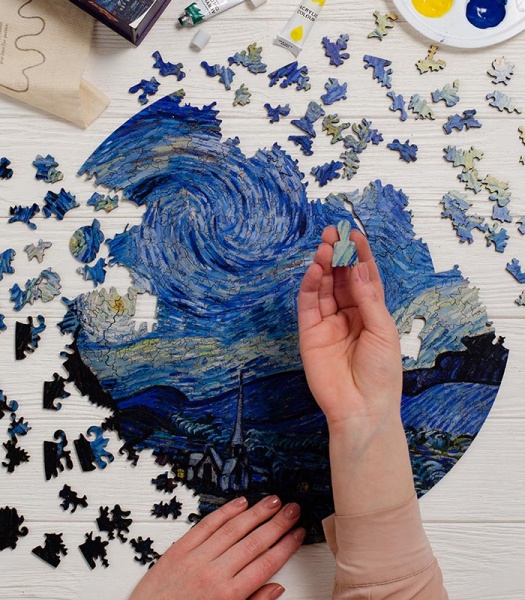 Пазл дерев'яний Зоряна ніч 50 см PuzzleUp 